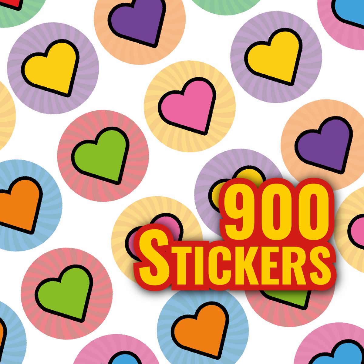 900 Colourful Mini Heart Dots 10mm Glossy Teacher Reward Stickers Spot Stickers Journal Stickers