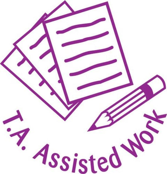 T.A. assisted work - Self inking teacher reward xstamper xclamations stamp