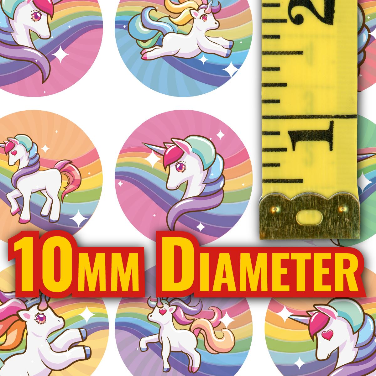 900 Colourful Mini Rainbow Unicorns Dots 10mm Glossy Teacher Reward Stickers Spot Stickers Journal Stickers