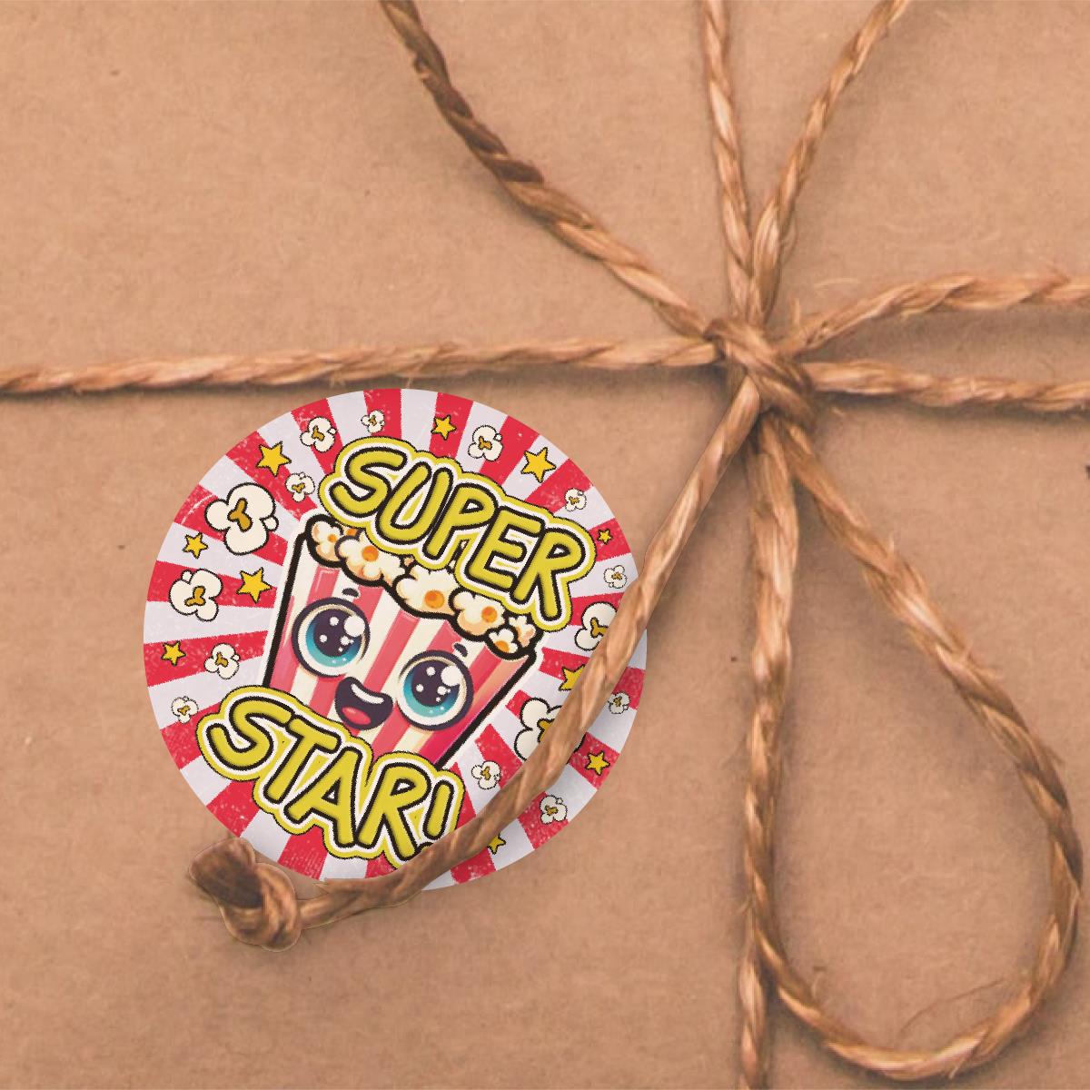 120 Popcorn Starburst Praise 30mm Scented Reward Stickers for Teachers, Parents and Party Bags