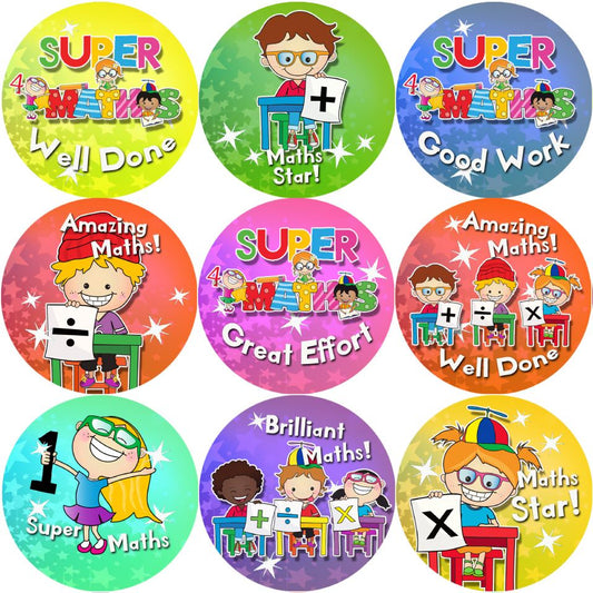 144 Maths Awards 30mm Reward Stickers for School Teachers, Parents and Nursery