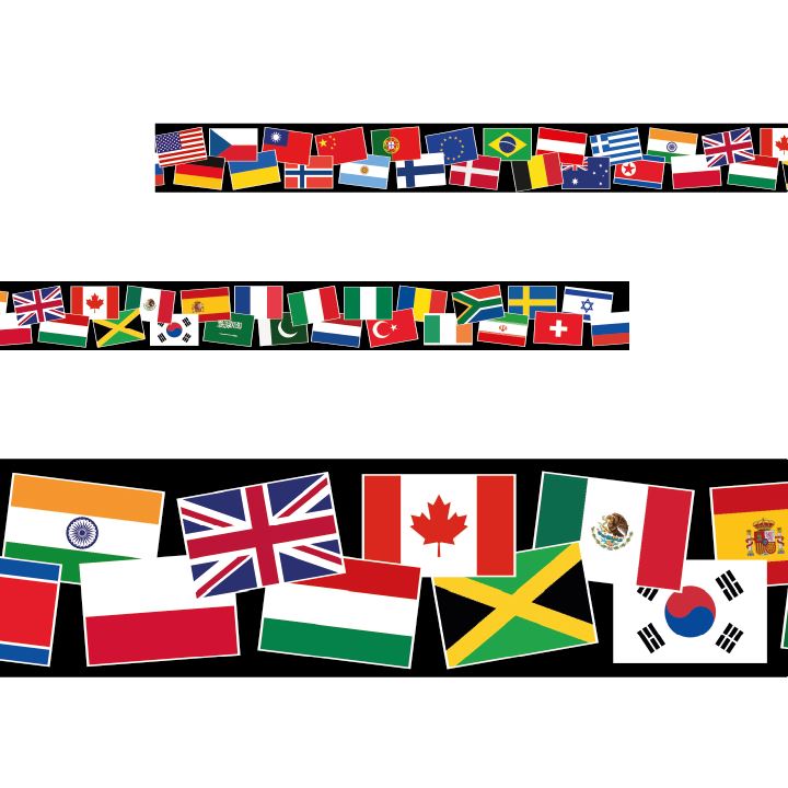 Flags of the World Classroom Trimmers 14.25m long Notice Board Display Borders