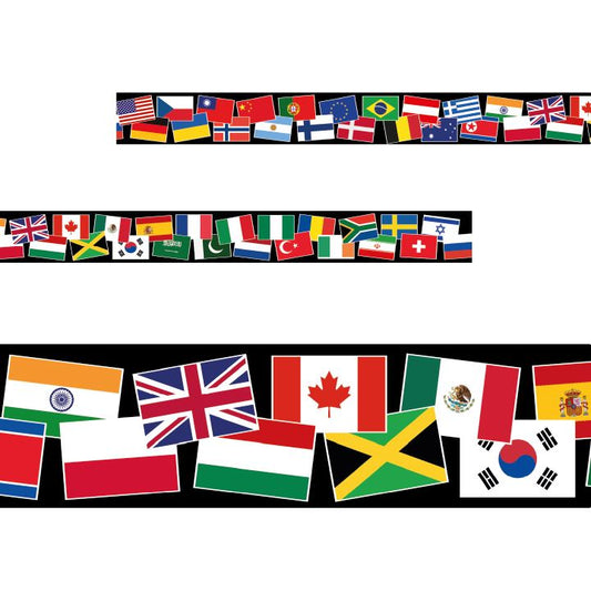Flags of the World Classroom Trimmers 14.25m long Notice Board Display Borders