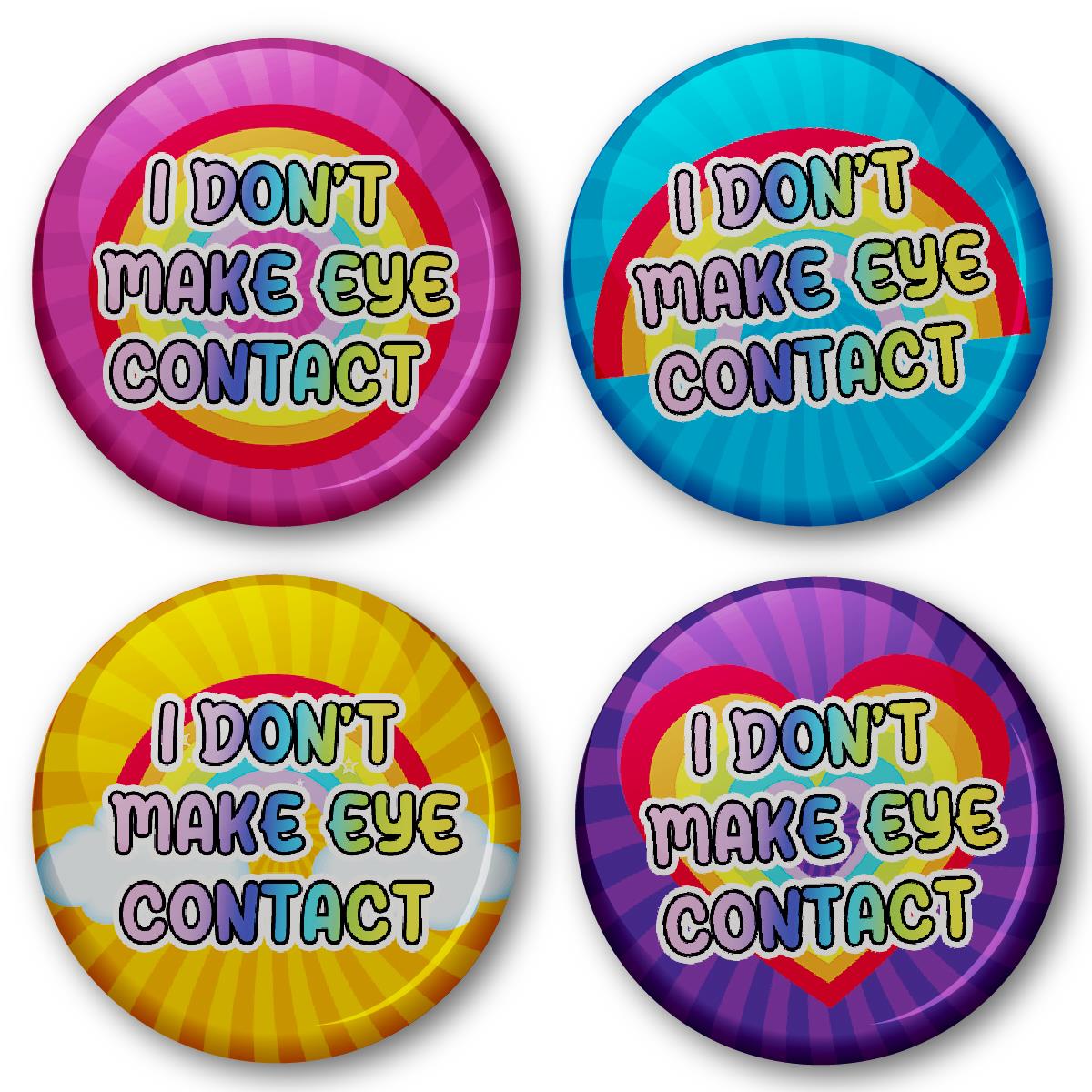 20 x I Don't Make Eye Contact Button Badges (Pack of 20 Pin Badges - 38mm)