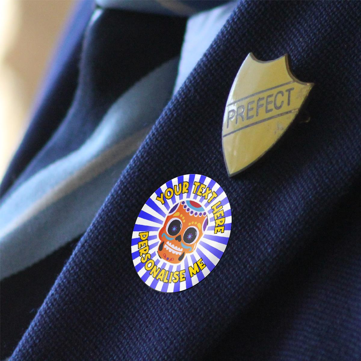 144 Personalised Colourful Skulls 30mm Reward Stickers for School Teachers, Parents and Nursery