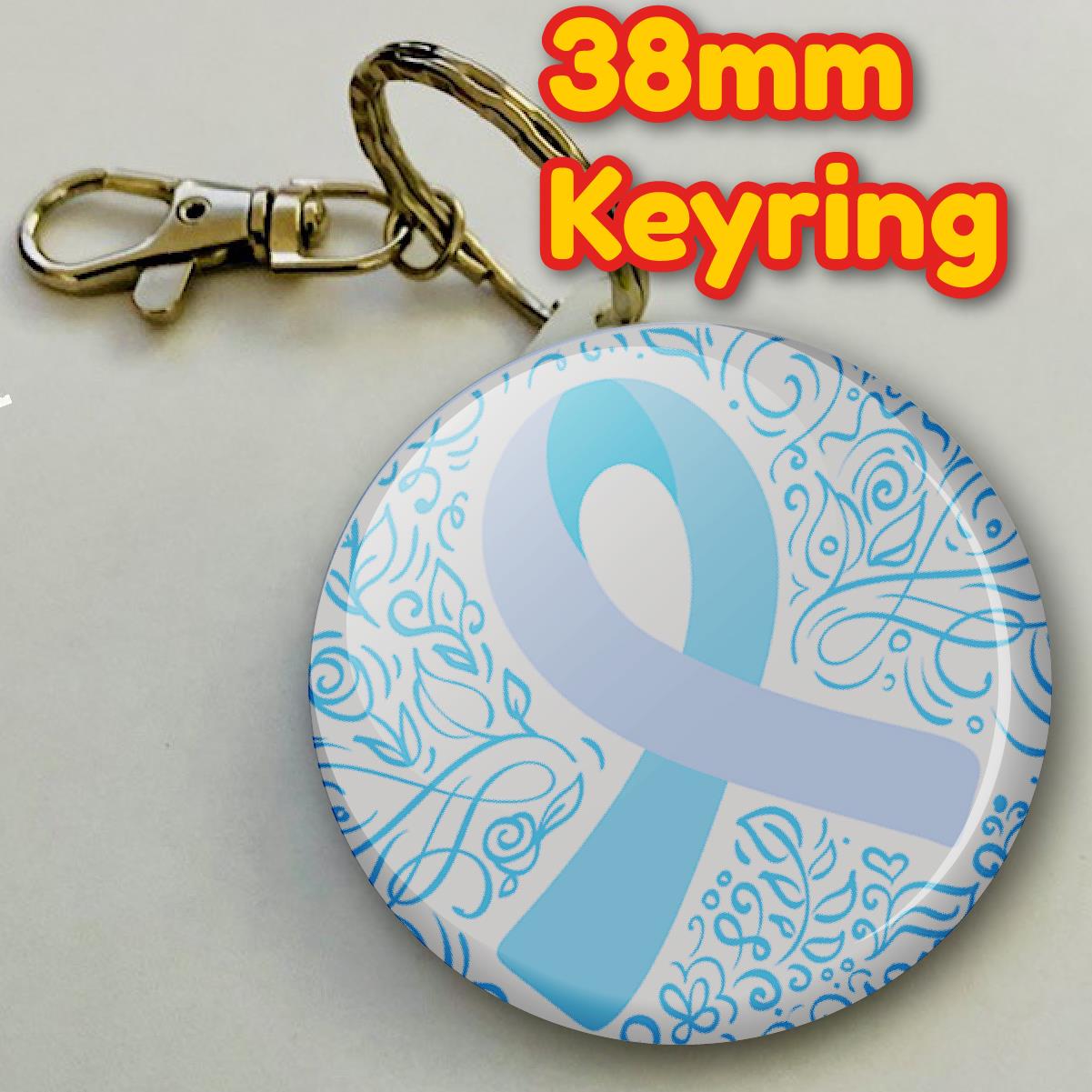 Blue Ribbon Prostate Cancer Awareness Keyring 38mm  (Pack of 8 Key Rings - 38mm)