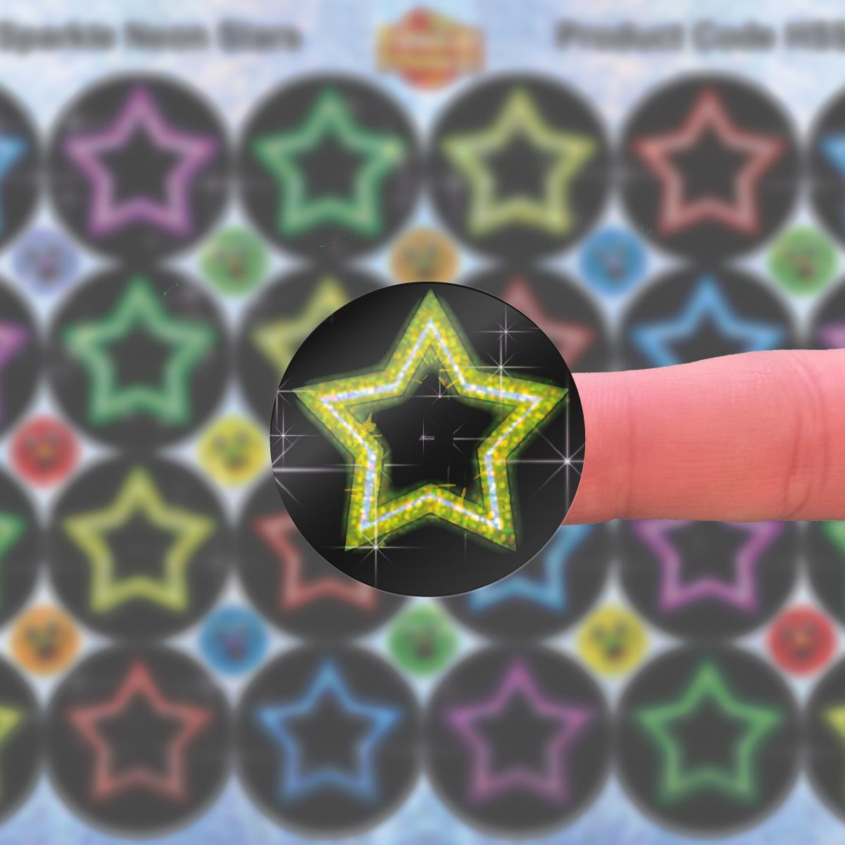 96 Sparkle Neon Stars Stickers 30mm + 60 Free Sparkle Smiles Reward Stickers for Teachers, Parents and Schools