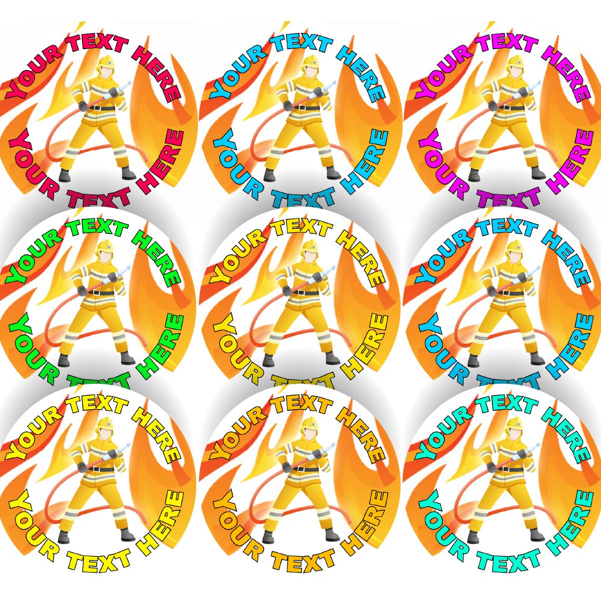 144 Personalised Firefighter 30mm Reward Stickers for School Teachers, Parents and Nursery