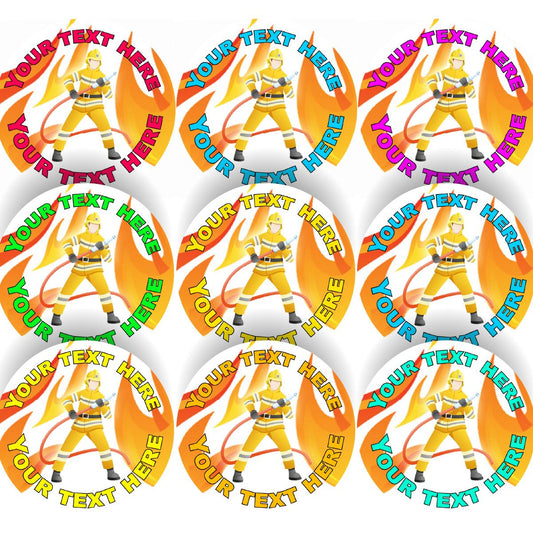 144 Personalised Firefighter 30mm Reward Stickers for School Teachers, Parents and Nursery