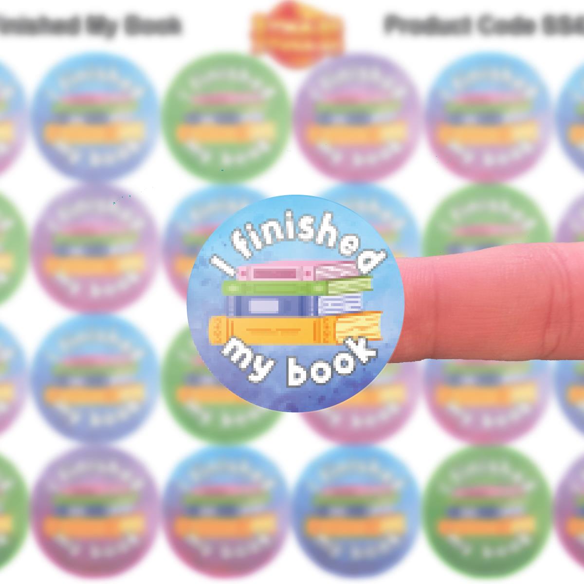 144 I Finished My Book Reward Stickers 30mm Positivity Reward Stickers for Teachers or Parents