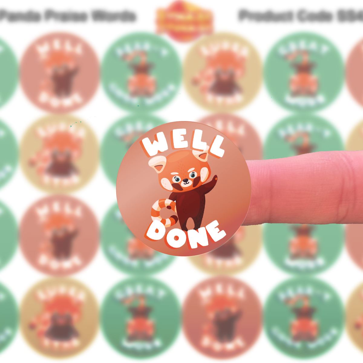 144 Red Panda Praise Reward Stickers 30mm Animal Reward Stickers for Teachers or Parents
