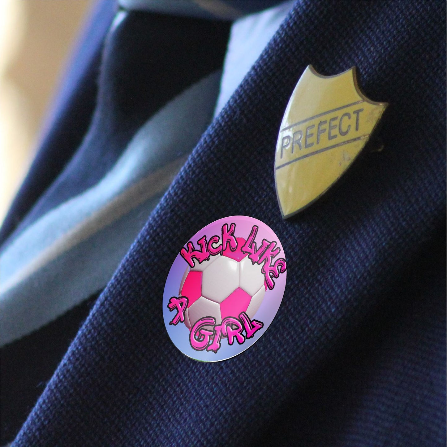 144 Kick Like A Girl Football 30mm Children's Reward Stickers for Teachers or Parents and Party Bags