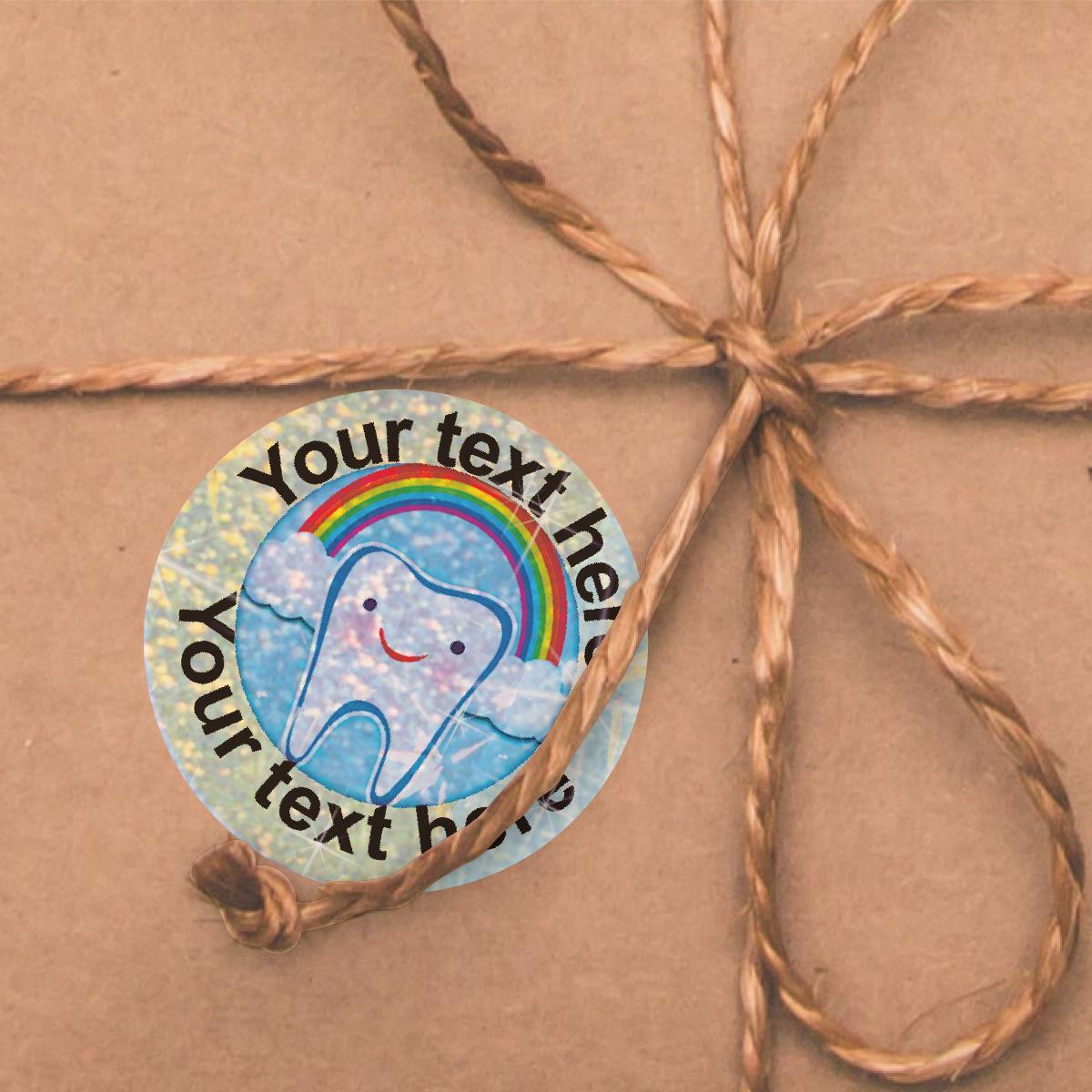 96 Personalised Sparkle Happy Teeth 30mm Reward Stickers + 60 Free Sparkle Smiles for School Teachers, Parents and Nursery