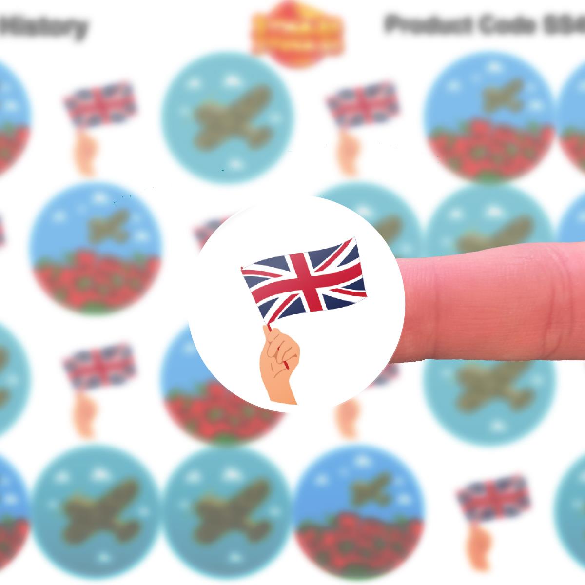 144 British History 30mm Reward Stickers for School Teachers, Parents and Nursery