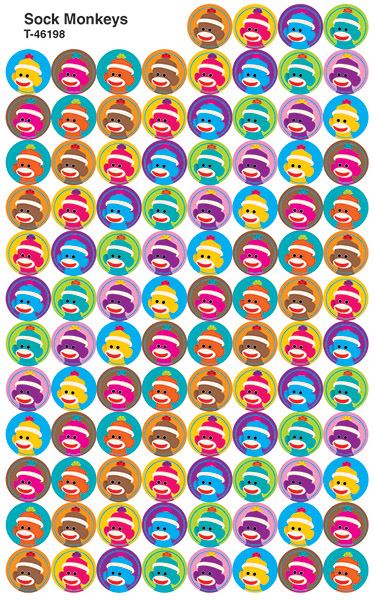 800 TREND Sock Monkeys SuperSpots mini reward Stickers