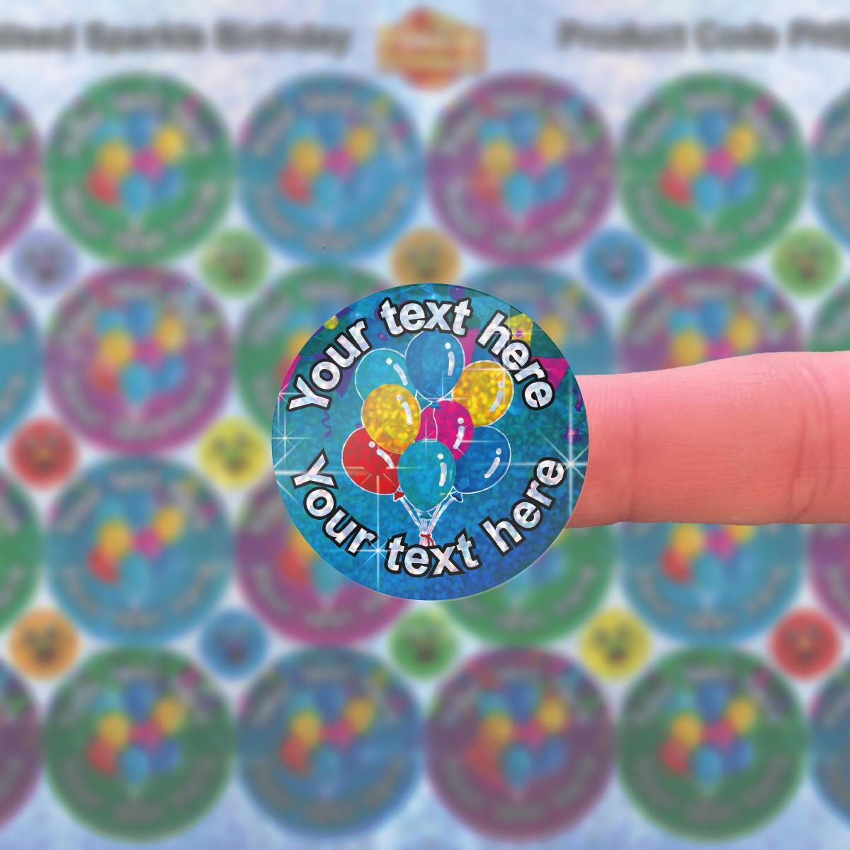 96 Personalised Sparkle Birthday 30mm Reward Stickers + 60 Free Sparkle Smiles for School Teachers, Parents Nursery