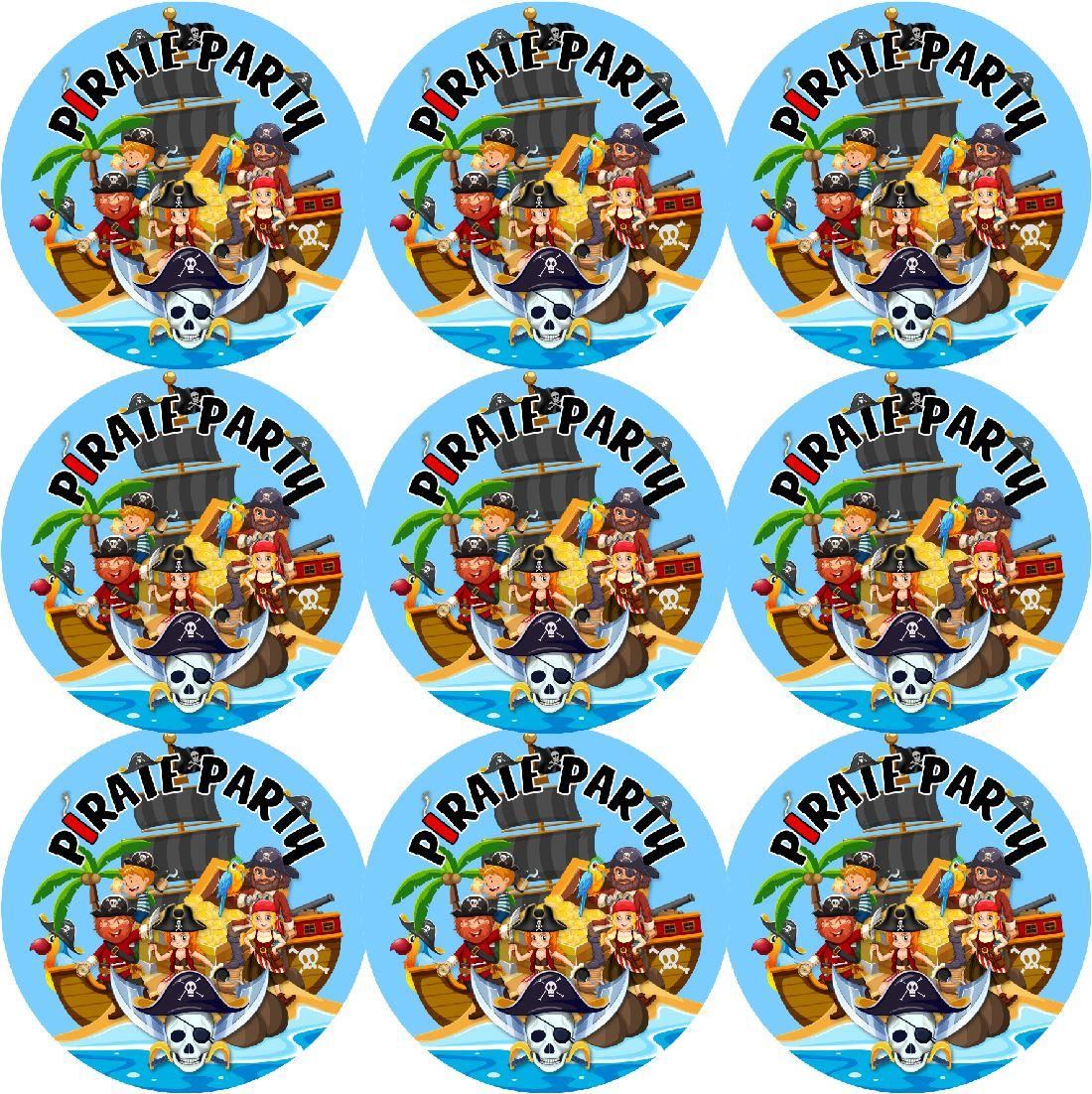 72 Pirate Party 45mm Stickers Glossy Reward Stickers