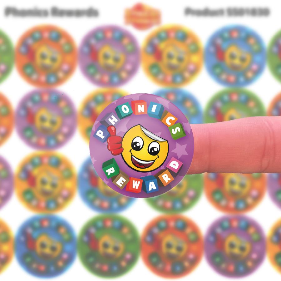 144 Phonics Rewards 30mm Round Children's Reward Stickers for Teachers or Parents