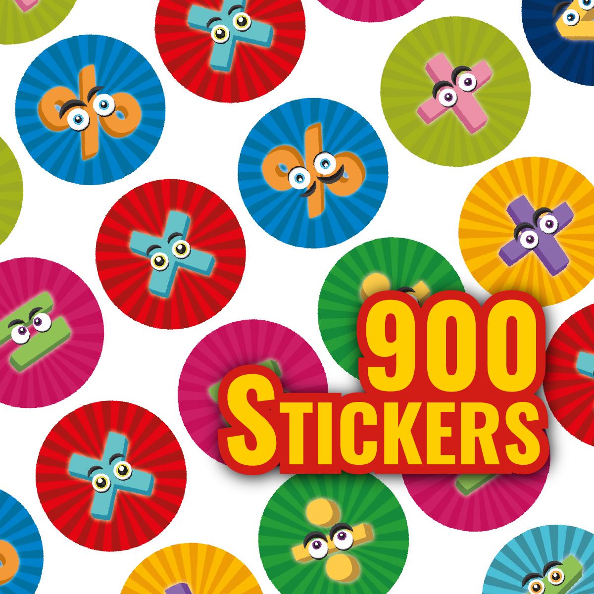 900 Colourful Mini Maths Character Dots 10mm Glossy Teacher Reward Stickers Spot Stickers Journal Stickers