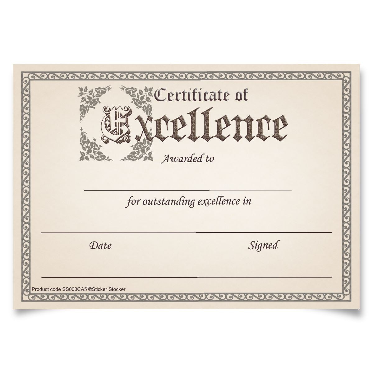 30 Certificate of Excellence award certificates for school teachers, 250gsm A5 silk finish card