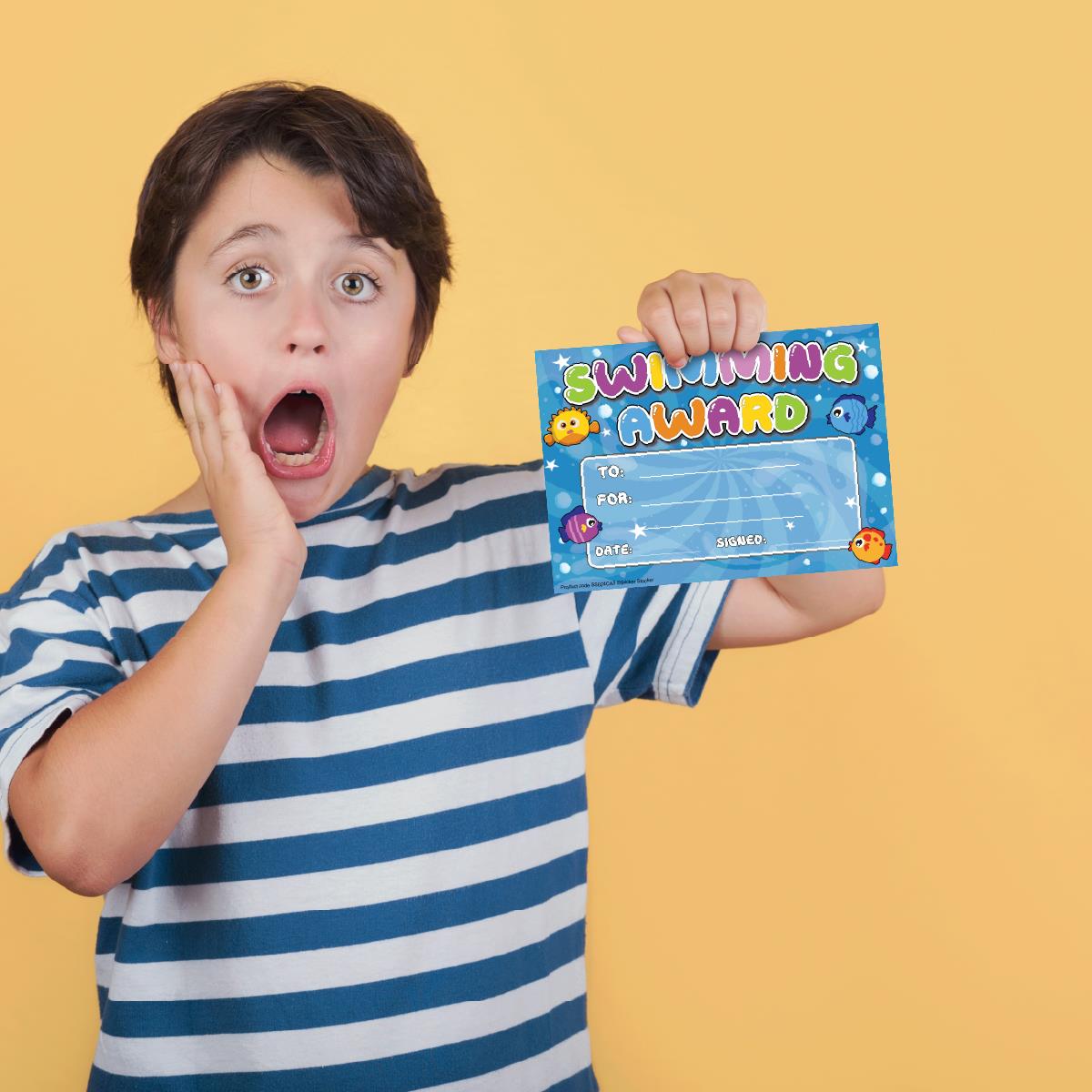 30 Swimming Award certificates for school teachers, 250gsm A5 silk finish card