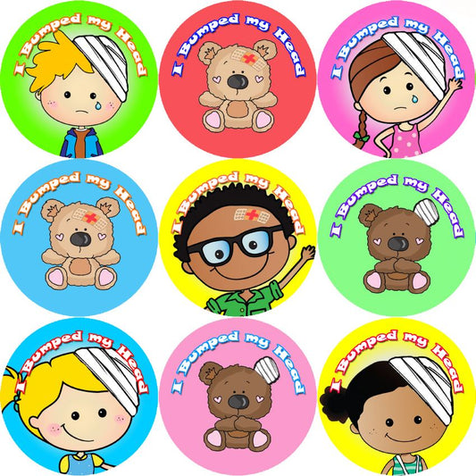 144 I Bumped My Head 30mm Children's Bravery Reward Stickers for Teachers or Nurses