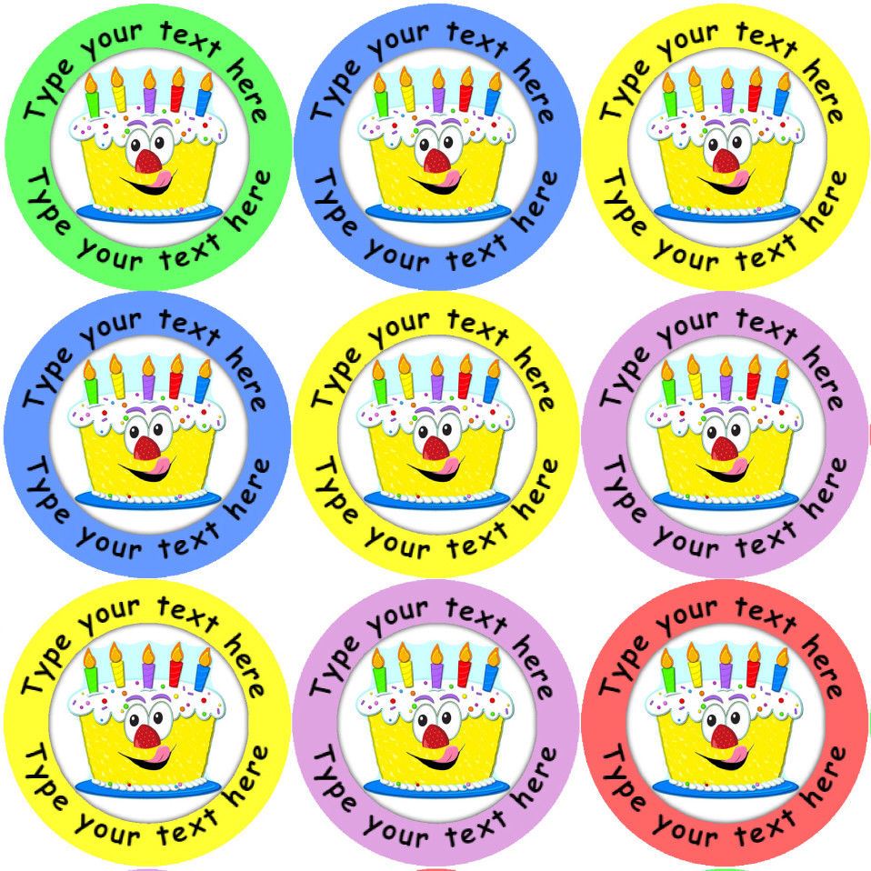 144 Personalised Birthday Cake 30mm Reward Stickers for School Teachers, Parents and Nursery