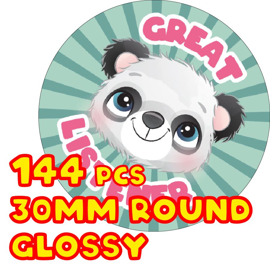 144 Lovely Listener - 30mm - Glossy Reward Stickers for Teachers & Parents