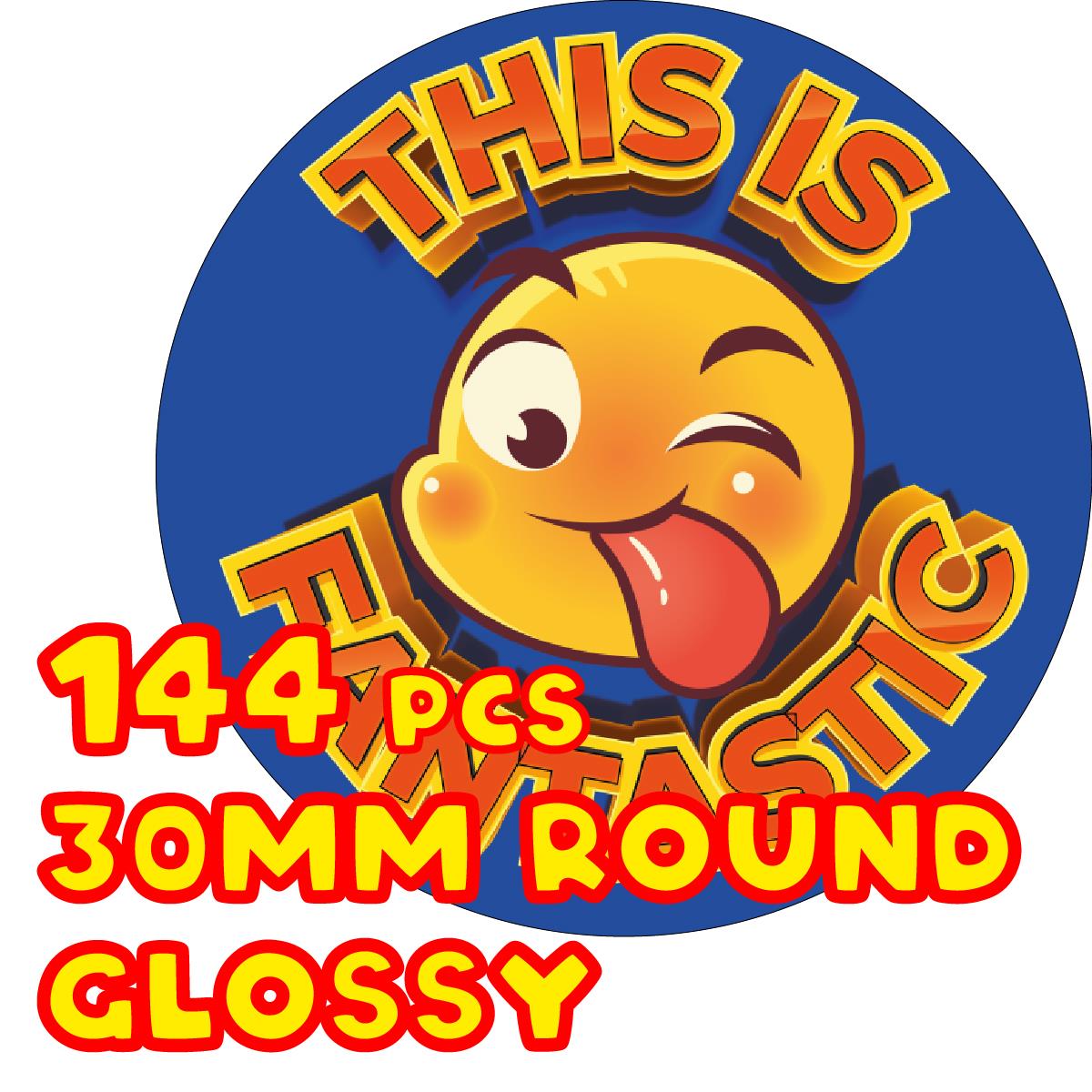 144 Praise Word Smiles 30mm Glossy Reward Stickers