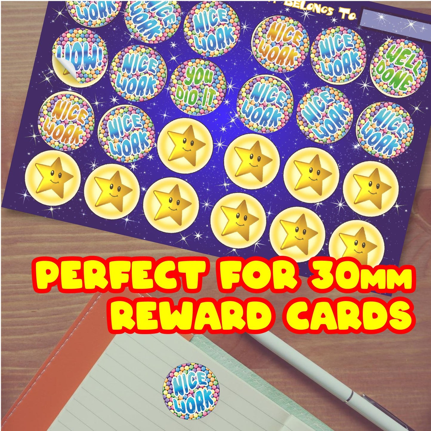 120 Bubblegum Praise 30mm Bubble Gum Scented Reward Stickers for Teachers, Parents and Party Bags