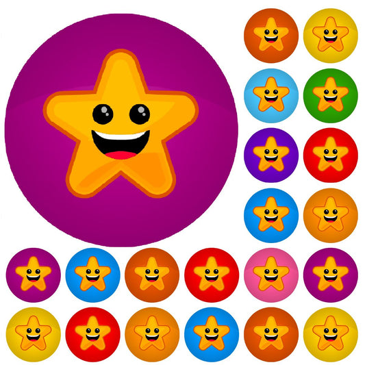 900 Colourful Mini Smiling Stars Dots 10mm Glossy Spot Stickers - Journal Tracker Stickers