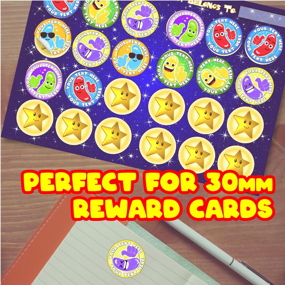 120 Cool Beans Jellybean Scented Personalised Stickers - 30mm - School Teachers Parents