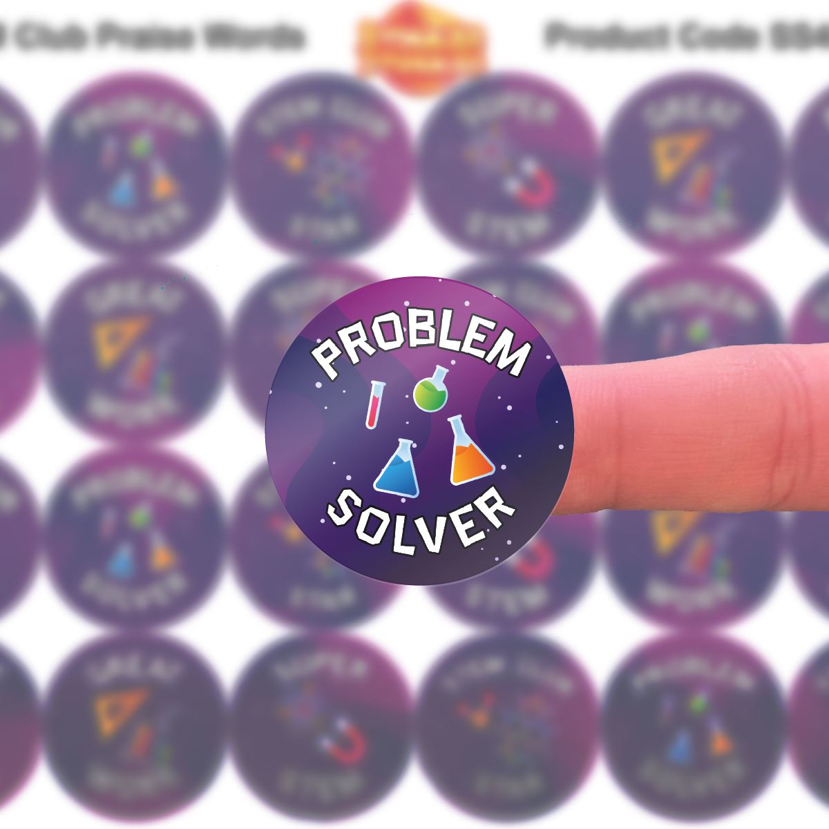 144 STEM Club Praise Words 30mm Reward Stickers for Teachers, Parents and Party Bags