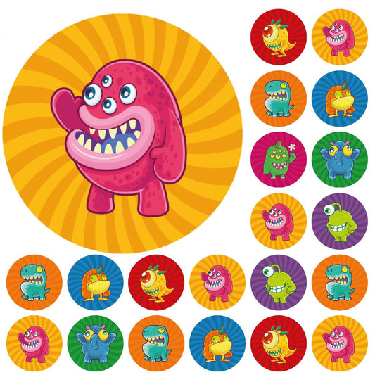 900 Colourful Mini Monsters Dots 10mm Glossy Teacher Reward Stickers Spot Stickers Journal Stickers