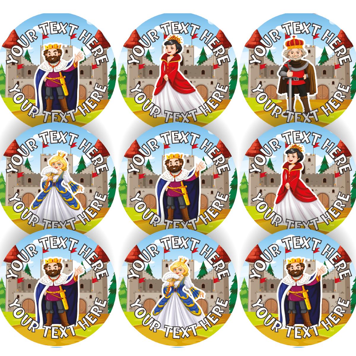 144 Queens and Kings Personalised - History Teacher Reward Stickers Size 30mm