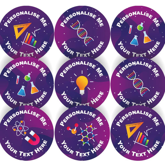 144 Science Symbols Personalised 30mm STEM Reward Stickers for School Teachers, Parents and Nursery