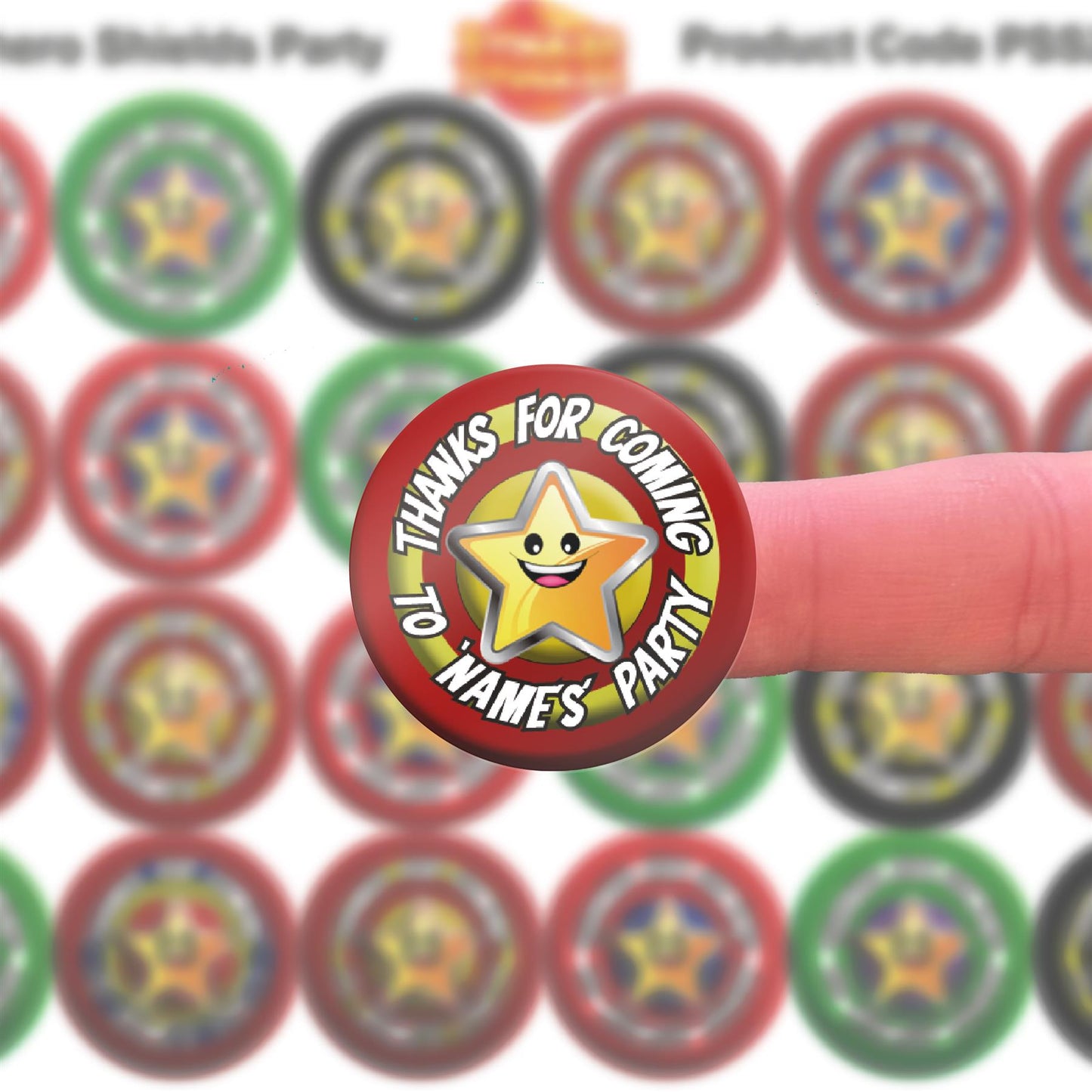 144 Personalised Superhero Shields Party 30mm Reward Stickers for School Teachers, Parents and Nursery