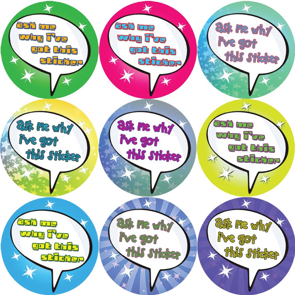 144 Ask me why i got this sticker 30mm Reward Stickers for Teachers, Parents and Party Bags