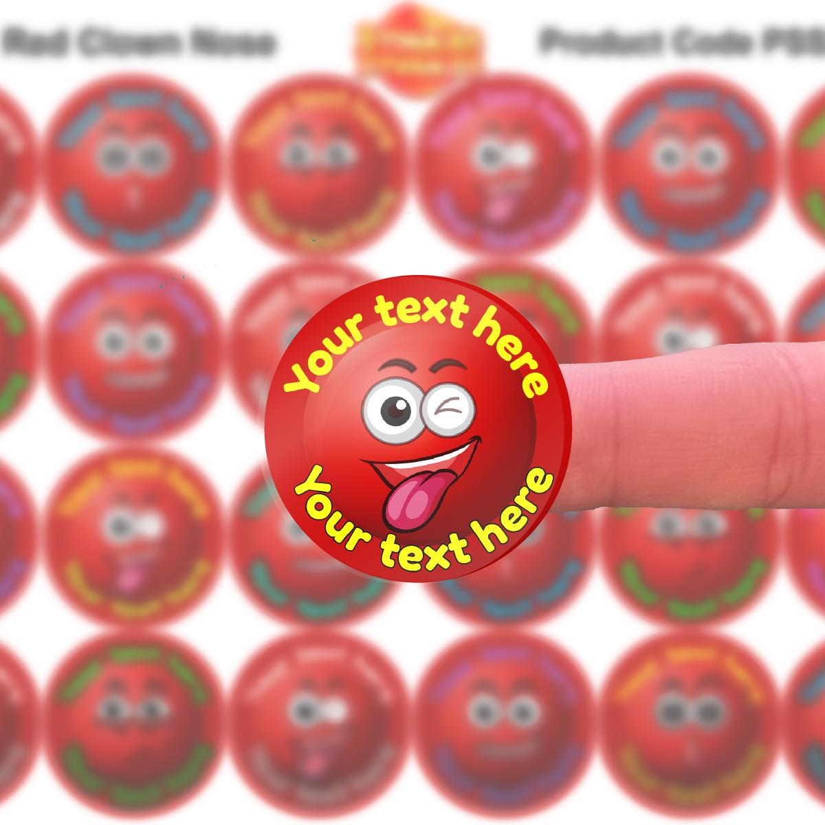 144 Personalised 30mm Red Clown Nose Children Reward Stickers for School Teachers, Parents and Nursery