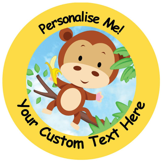 144 Personalised Funky Monkey 30mm Reward Stickers for School Teachers, Parents and Nursery