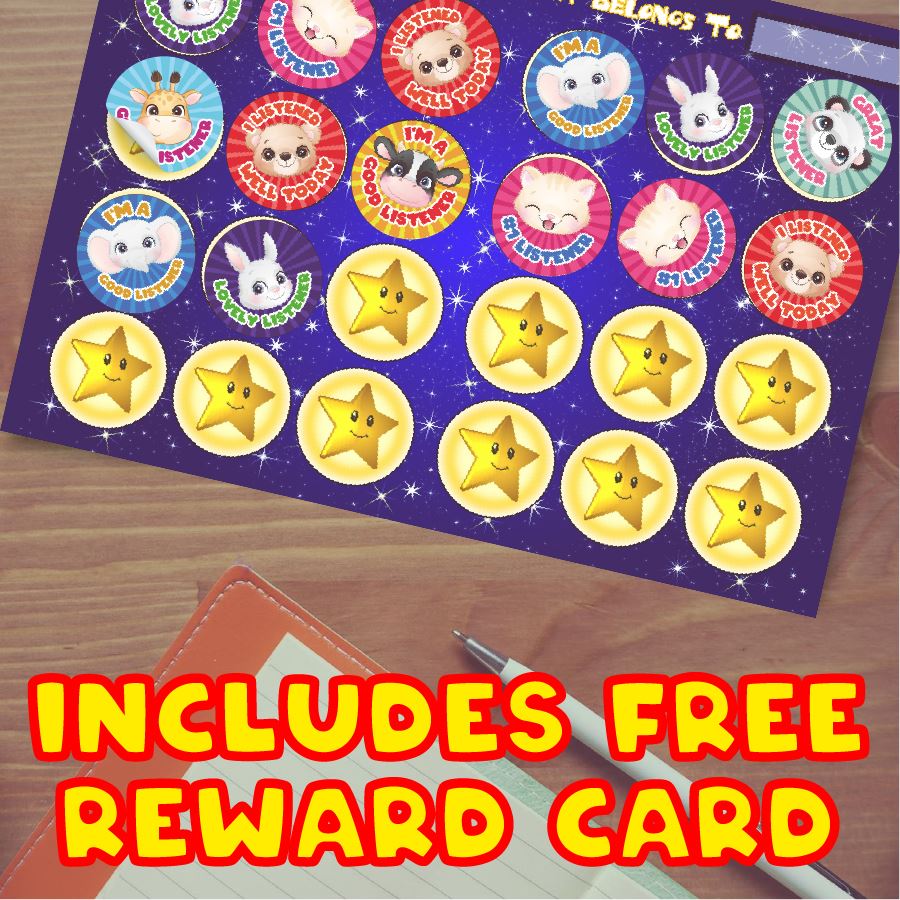 144 Lovely Listener - 30mm - Glossy Reward Stickers for Teachers & Parents