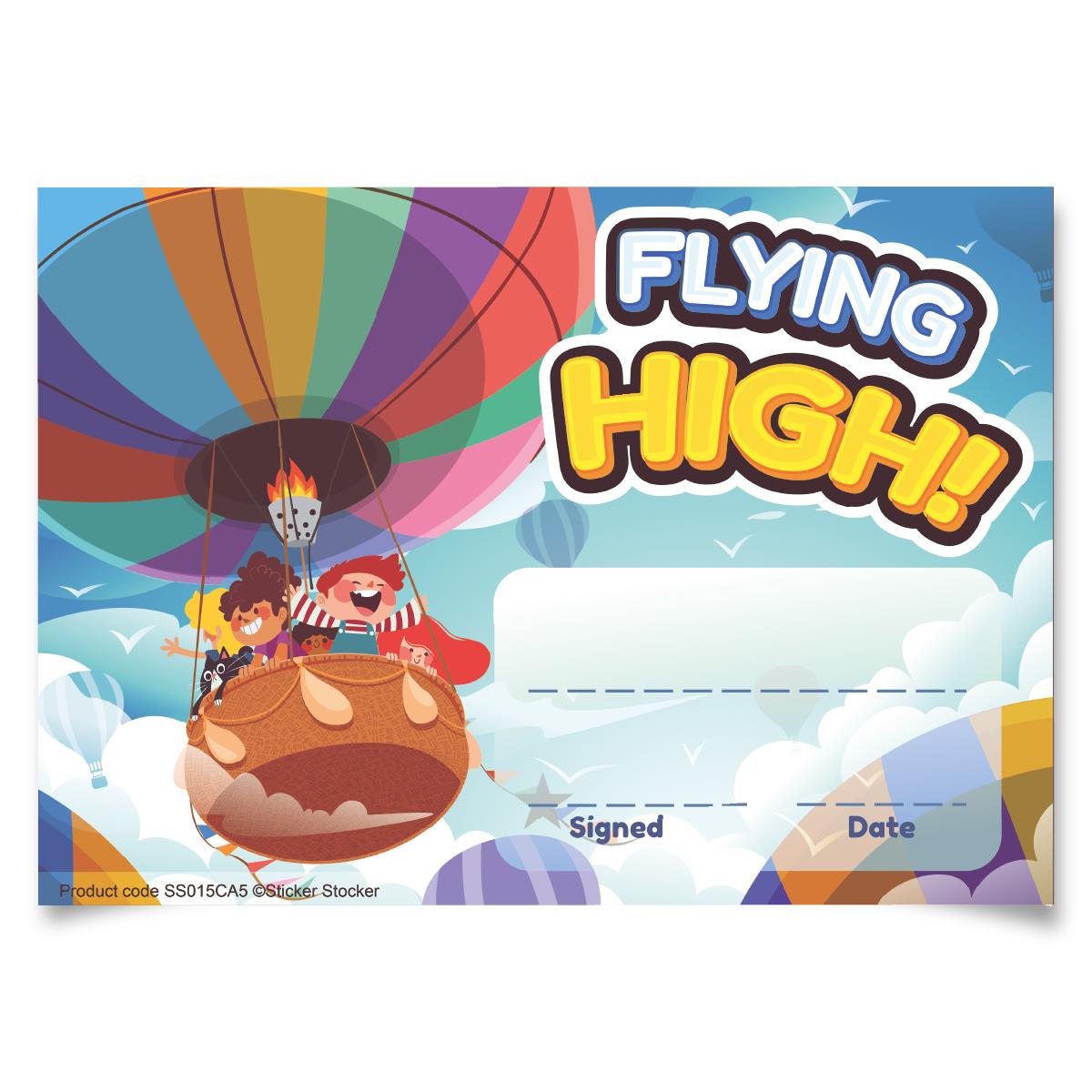 30 Flying High award certificates for school teachers, 250gsm A5 silk finish card