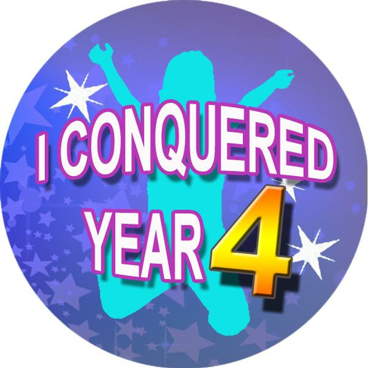 144 I Conquered Year 4 - End of Term Year 3rd grade Teacher Reward Stickers Size 30mm
