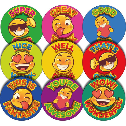 144 Praise Word Smiles 30mm Glossy Reward Stickers