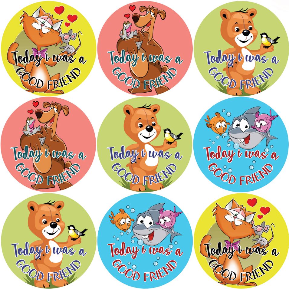 144 Today i was a Good Friend 30mm Reward Stickers for Teachers or Parents