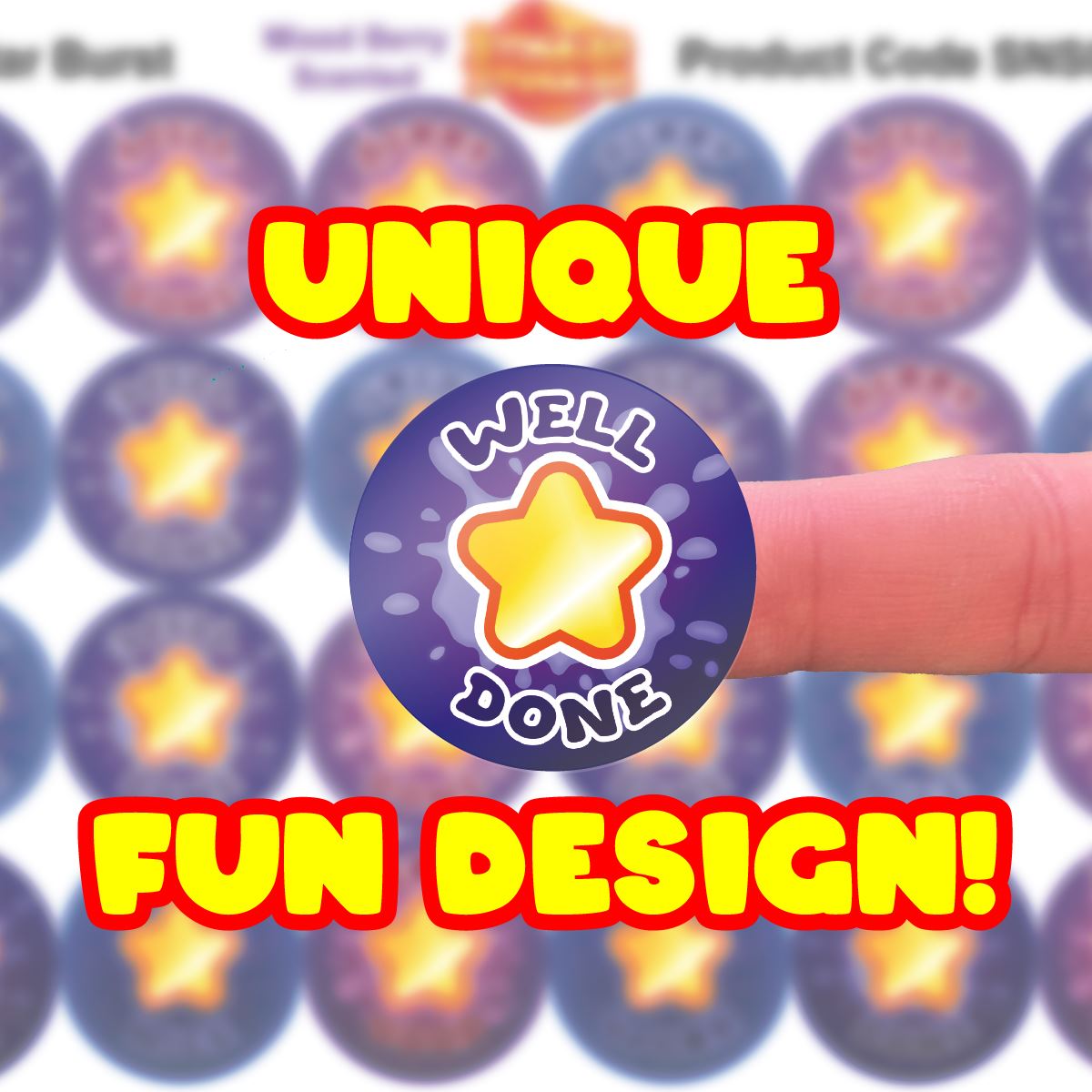 120 Mixed Berry Starburst 30mm Scented Reward Stickers for Teachers, Parents and Party Bags