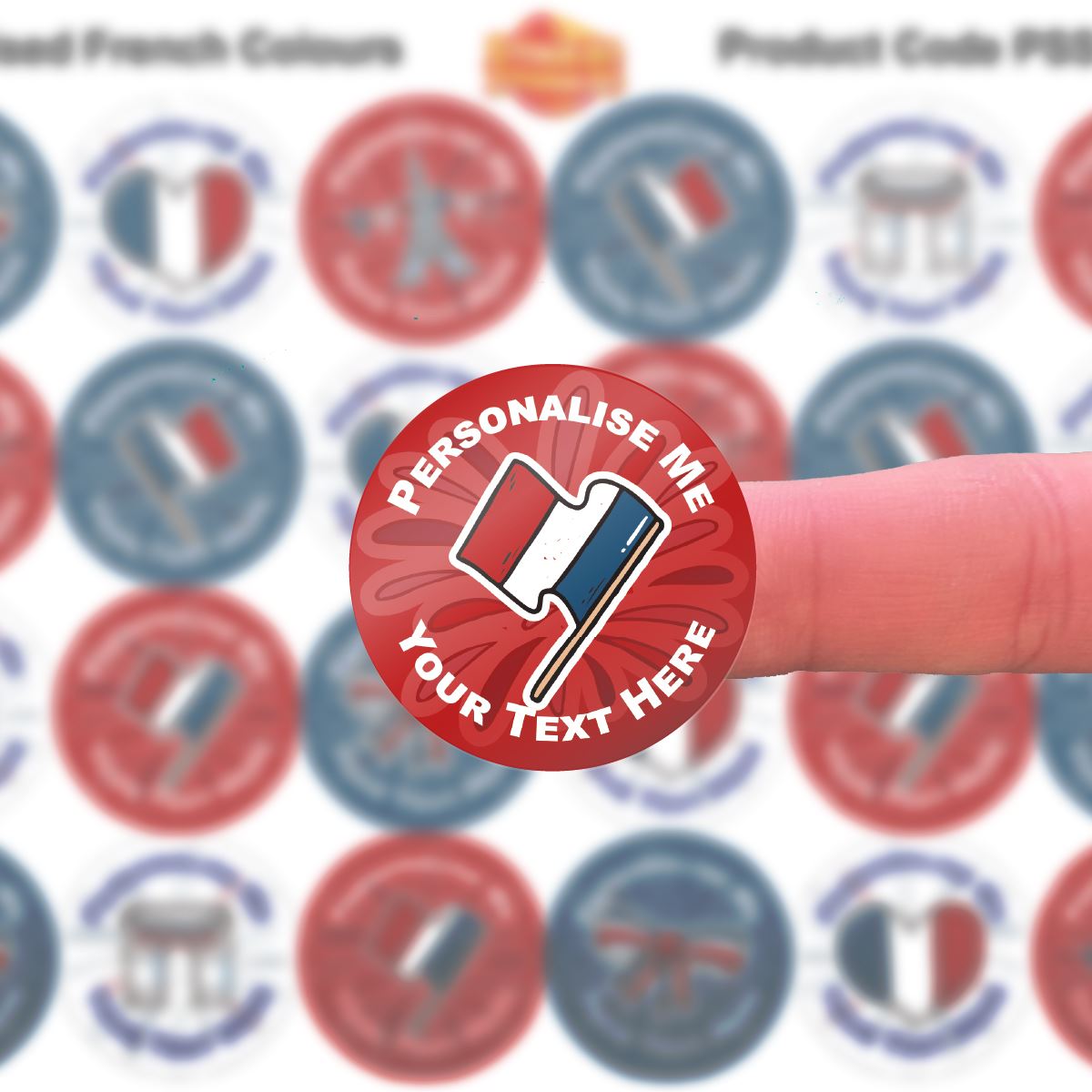 144 Colourful French Personalised 30mm Reward Stickers for School Teachers, Parents and Nursery