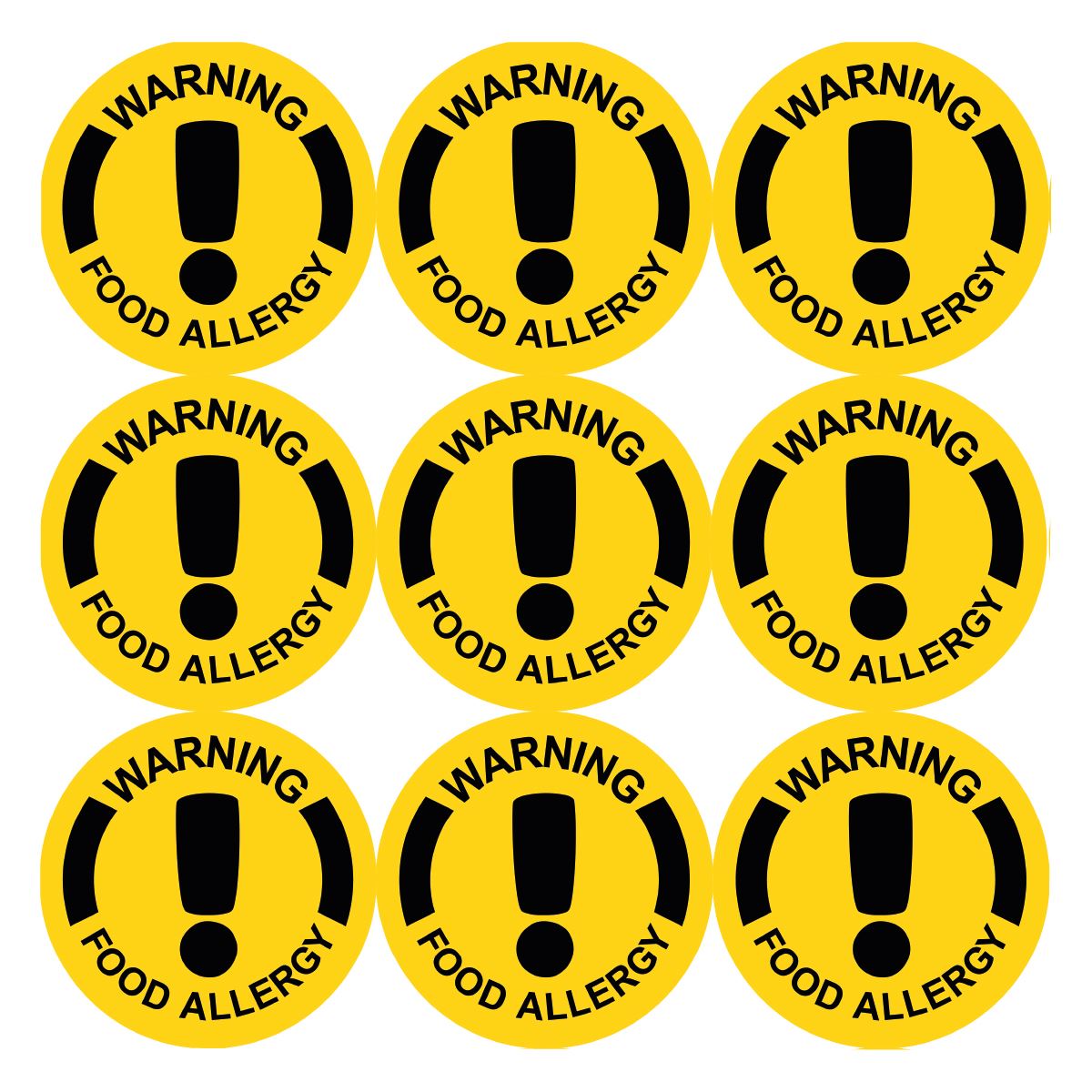 144 Warning Food Allergy - 30mm - Glossy Food Label Stickers