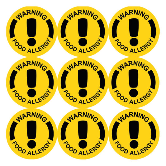 144 Warning Food Allergy - 30mm - Glossy Food Label Stickers