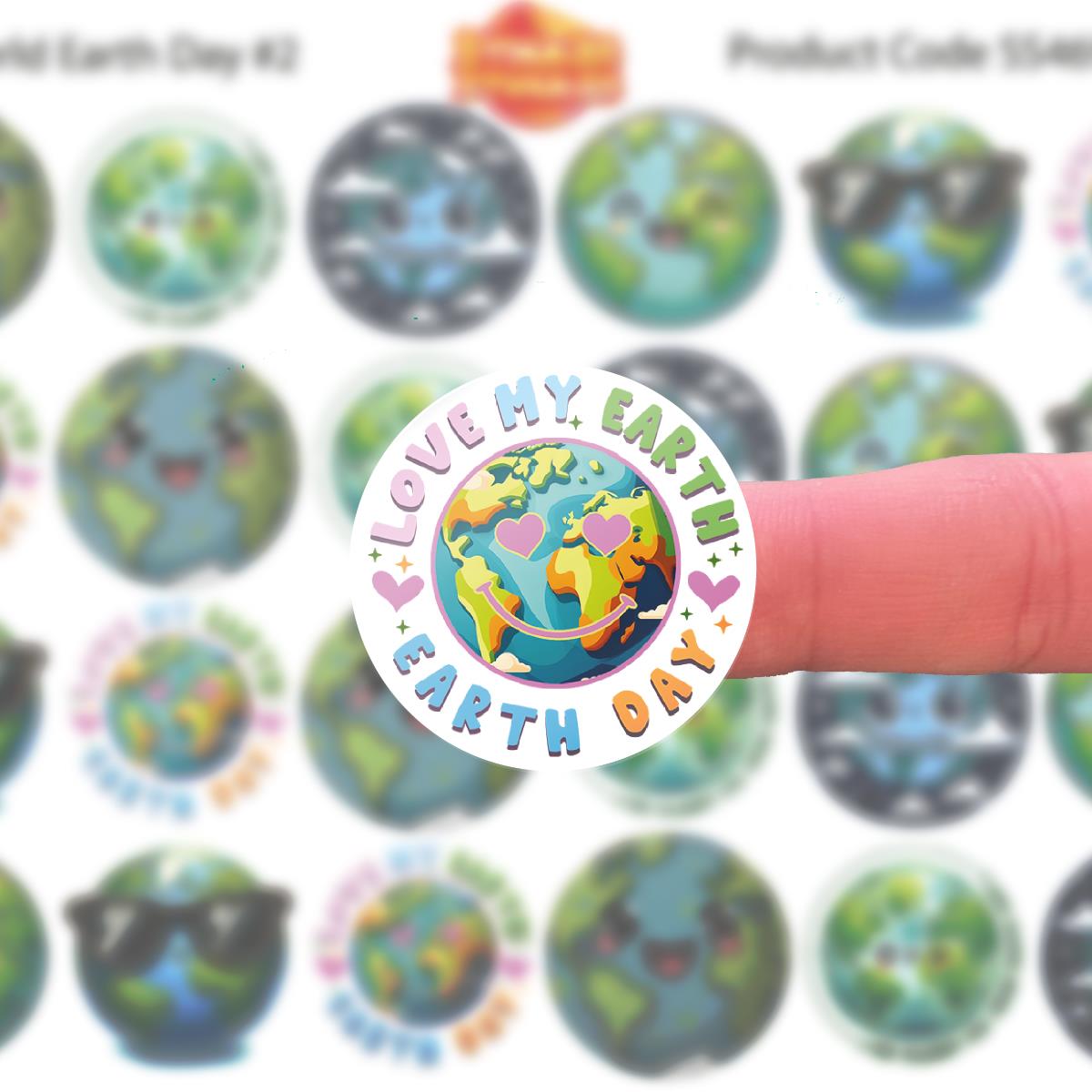 144 World Earth Day #2 Awareness Stickers - 30mm - Teacher Parents School Nursery